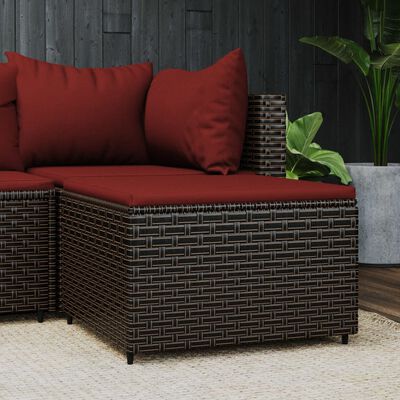 vidaXL Gartenhocker mit Kissen Braun Poly Rattan