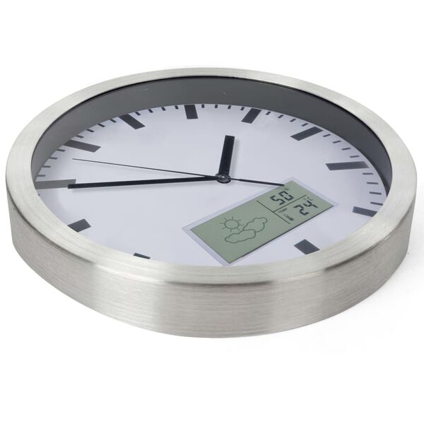 Perel Wanduhr 25 cm Wei&szlig; und Silbern