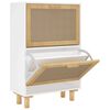 vidaXL Schuhschrank Wei&szlig; 52x25x80 cm Holzwerkstoff & Rattan Natur