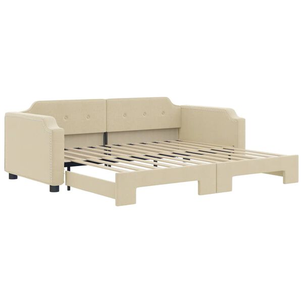 vidaXL Tagesbett Ausziehbar Creme 100x200 cm Stoff