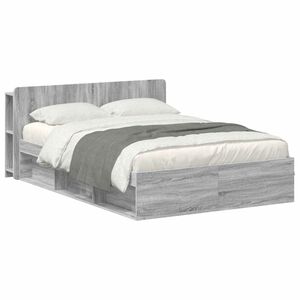 vidaXL Bettgestell mit Stauraum Grau Sonoma 150 x 200 cm Holzwerkstoff