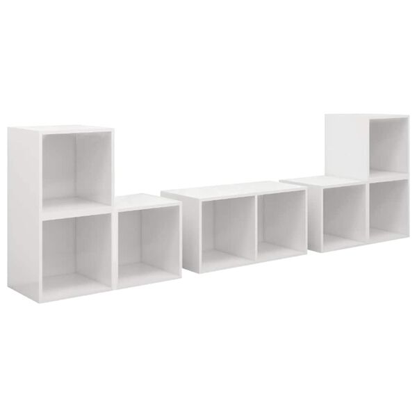 vidaXL 6-tlg. TV-Schrank-Set Hochglanz-Wei&szlig; Holzwerkstoff