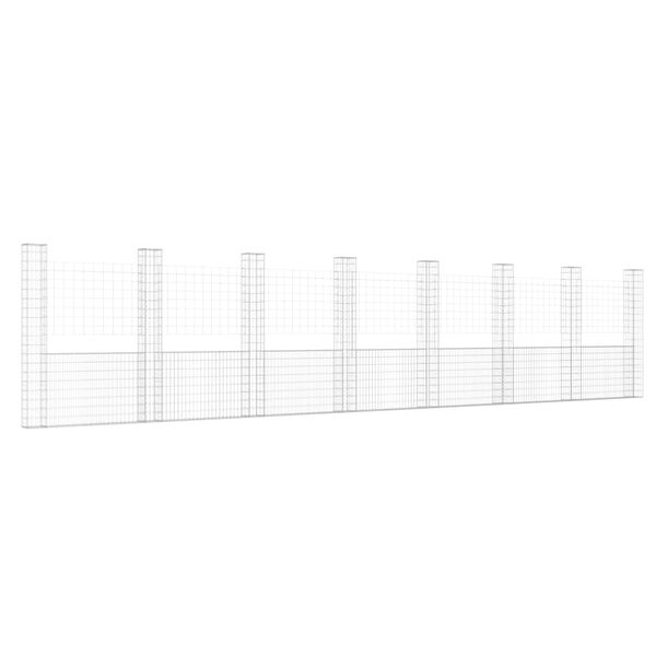 vidaXL Gabionenkorb U-Form mit 8 S&auml;ulen Eisen 860x20x200 cm