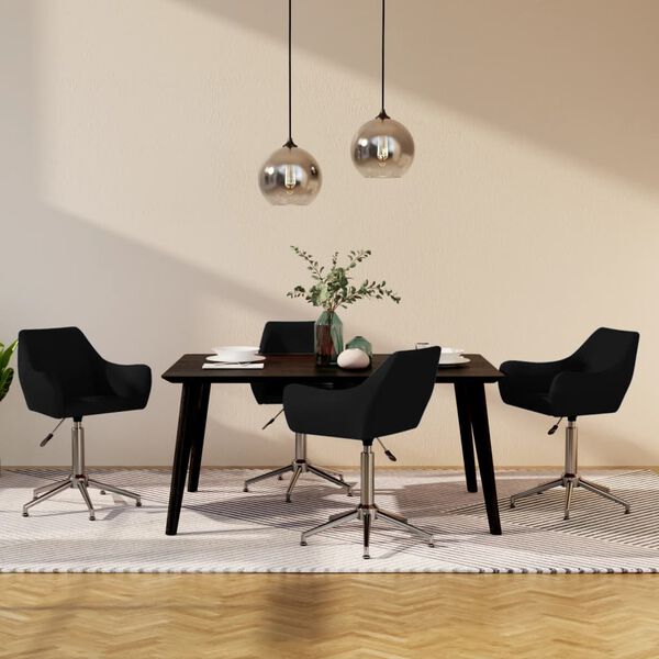 vidaXL Esszimmerst&uuml;hle 4 Stk. Drehbar Schwarz Stoff