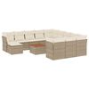 vidaXL 13-tlg. Garten-Sofagarnitur mit Kissen Beige Poly Rattan