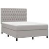 vidaXL Boxspringbett mit Matratze & LED Hellgrau 140x200 cm Stoff