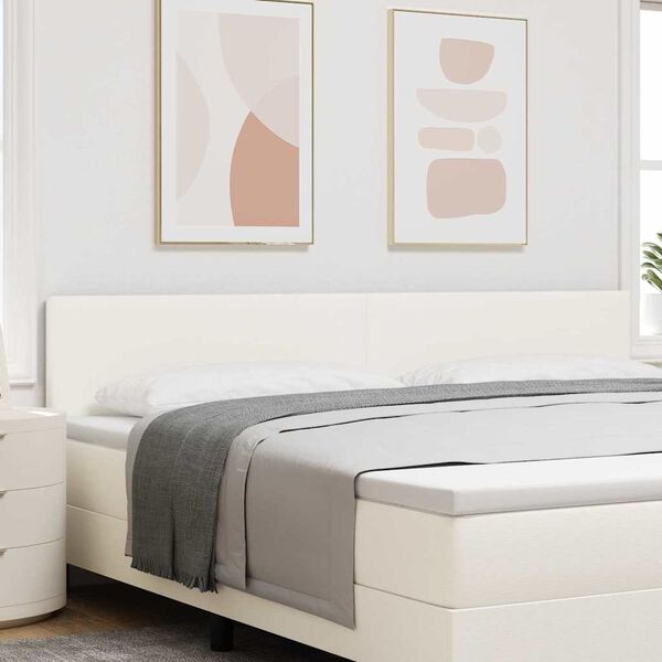 vidaXL LED Kopfteil mit LED-Lichtleisten Creme 200 cm Polyester