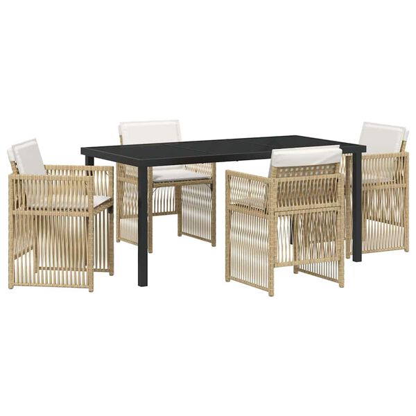 vidaXL Garten Essgruppe 5 pcs Beige Pulverbeschichteter Stahl