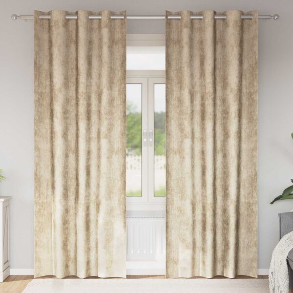 vidaXL Samtvorh&auml;nge mit Vorh&auml;ngen 2 pcs Creme 260 x 140 cm Samt