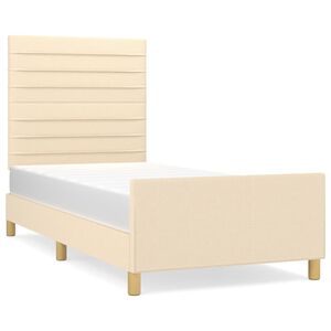 vidaXL Bettgestell ohne Matratze Creme 100x200 cm Stoff