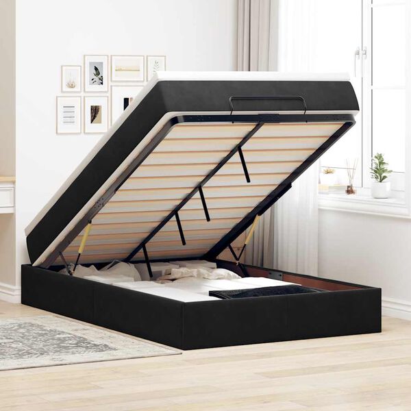 vidaXL Ottoman-Bett mit Matratze Schwarz 120x200 cm Samt