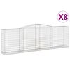 vidaXL Gabionen mit Hochbogen 8 Stk. 400x50x120/140cm Verzinktes Eisen
