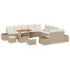vidaXL Gartensofa-set mit Kissen mit Speicher 13 pcs Beige Poly Rattan