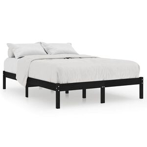 vidaXL Massivholzbett Schwarz 150x200 cm