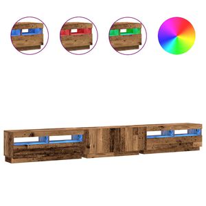 vidaXL TV-Schrank mit LED-Leuchten Altholz-Optik 300x35x40 cm