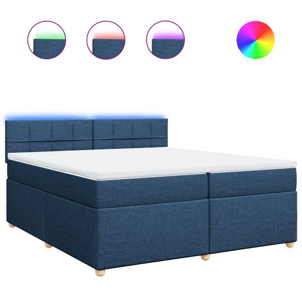 vidaXL Boxspringbett mit Matratze Blau 200x200 cm Stoff