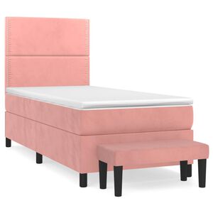 vidaXL Boxspringbett mit Matratze Rosa 90x200 cm Samt