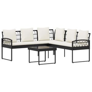 vidaXL Gartensofa-set 2 stk. Schwarz und Creme Poly Rattan Stahl