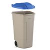 Rubbermaid Abfallbeh&auml;lter mit Deckel 100 L Blau und Beige