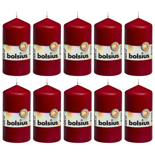 Bolsius Stumpenkerzen 10 Stk. 120 x 58 mm Weinrot