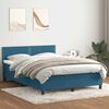 vidaXL Boxspringbett mit Matratze & LED Dunkelblau 160x210 cm Samt