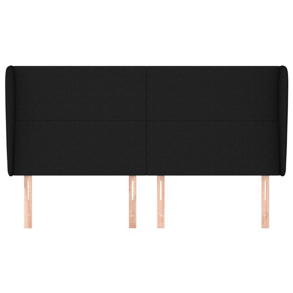 vidaXL Kopfteil mit Ohren Schwarz 203x23x118/128 cm Stoff