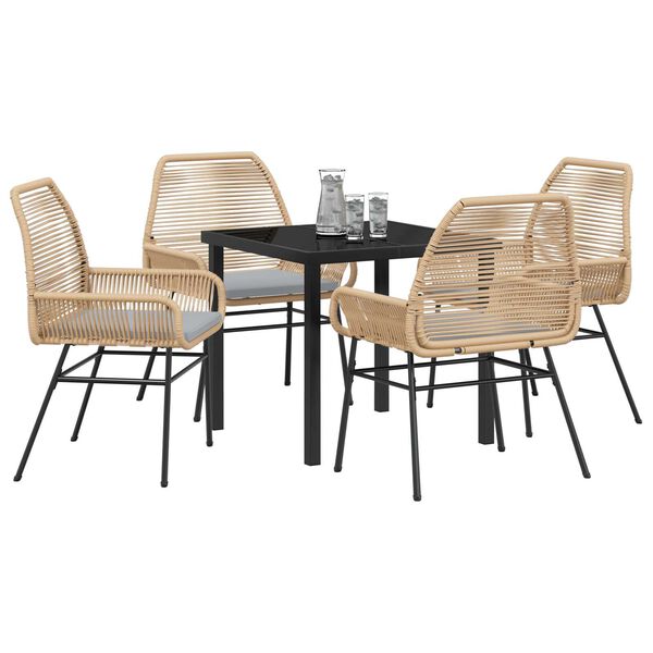 vidaXL Garten Essgruppe mit Kissen 5 pcs Braun Poly-Rattan