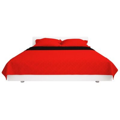 vidaXL Gesteppte Wende-Tagesdecke Rot and Schwarz 170x210 cm