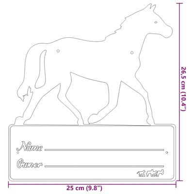 vidaXL Namensschild für Pferdebox Schwarz Stahl