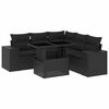 vidaXL 6-tlg. Garten-Sofagarnitur mit Kissen Schwarz Poly Rattan