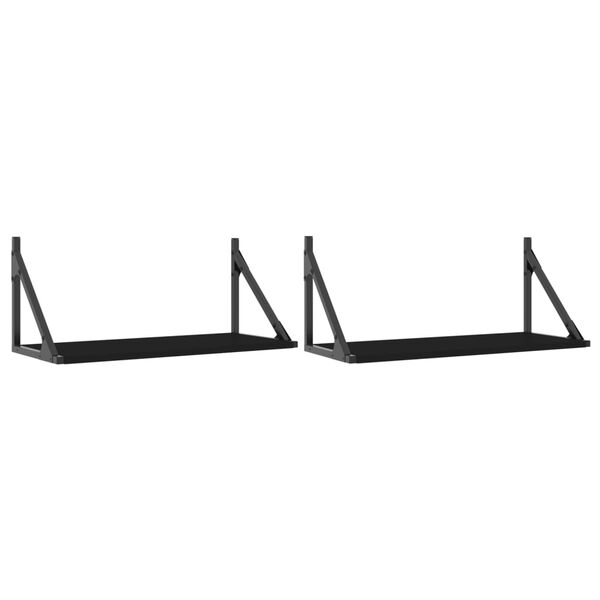 vidaXL Wandregale 2 Stk. Schwarz 60x25x25,5 cm Holzwerkstoff