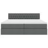 vidaXL Bett mit LED-Lichtleisten Dunkelgrau 200 x 200 cm Stoff