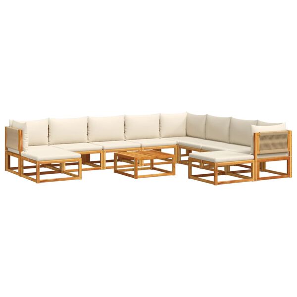 vidaXL 11-tlg. Gartensofa-Set mit Kissen Holz Akazie & Seil