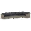 vidaXL 6-tlg. Garten-Lounge-Set mit Kissen Grau Poly Rattan