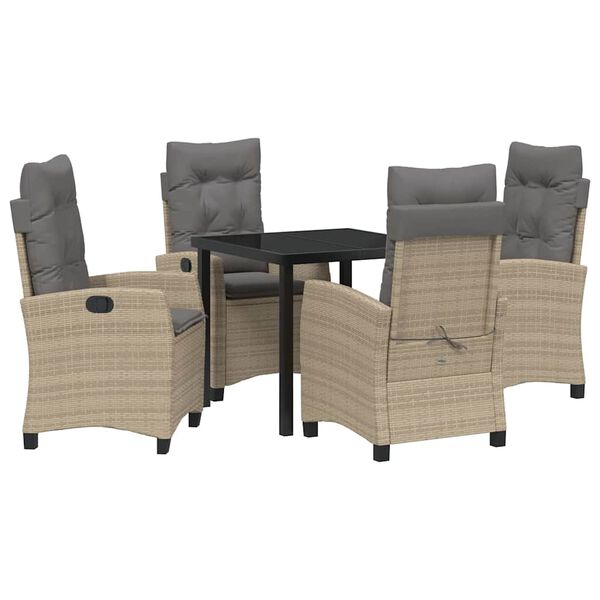 vidaXL Garten Essgruppe mit Kissen 5 pcs Beige Poly-Rattan