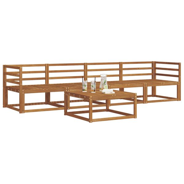 vidaXL Outdoor-Sofagarnitur mit Kissen 5 pcs Natur und Creme
