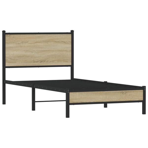 vidaXL Metallbett ohne Matratze Sonoma-Eiche 80x200 cm