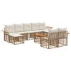 vidaXL Outdoor-Sofagarnitur 10 stk. 9-Sitzer Natur und Cremewei&szlig;