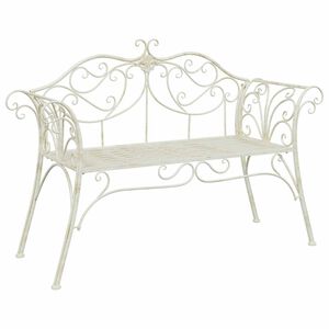 vidaXL Gartenbank 2-Sitzanzahl 130 x 47 x 90 cm Stahl Antik Wei&szlig;