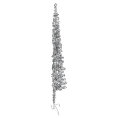 vidaXL Künstlicher Halb-Weihnachtsbaum Ständer Schlank Silbern 180 cm
