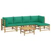 vidaXL 6-tlg. Garten-Lounge-Set mit Gr&uuml;nen Kissen Bambus