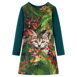 Kinderkleid mit Langen &Auml;rmeln Dunkelgr&uuml;n 104