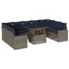 vidaXL 10-teiliges Gartensofa-Set mit Kissen, grau, Polyrattan