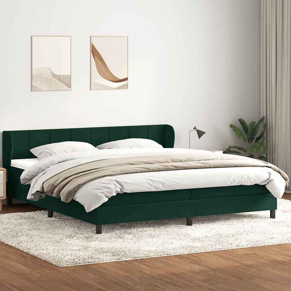 vidaXL Boxspringbett mit Matratzen Dunkelgr&uuml;n 180x220 cm Samt