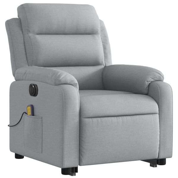 vidaXL Elektrischer Massagesessel mit Aufstehhilfe Hellgrau Stoff
