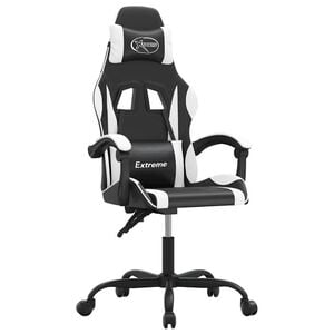 vidaXL Gaming-Stuhl Drehbar Schwarz und Wei&szlig; Kunstleder