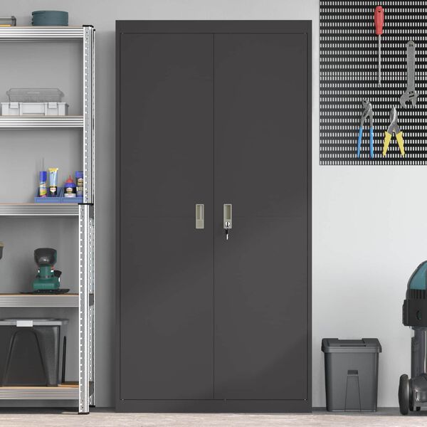 vidaXL Aufbewahrungsschrank 2 pcs Schwarz 90 x 40 x 180 cm Stahl