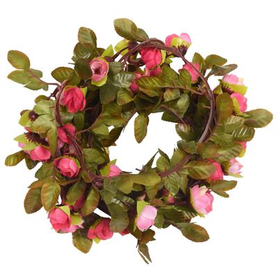 vidaXL Weihnachtskränze Blumen 6 Stk. Rosenrot 215 cm