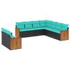 vidaXL 9-teiliges Gartensofa-Set mit Kissen, schwarzes Polyrattan