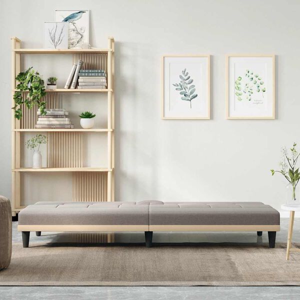 vidaXL Schlafsofa mit Getr&auml;nkehaltern Taupe Stoff